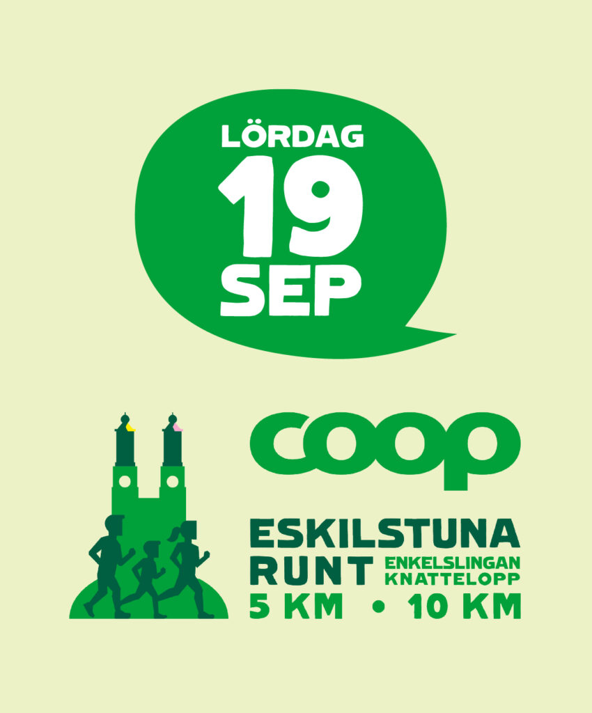 Coop Eskilstuna Runt. Lördag 19 september. Enkelslingan, knattelopp, 5 km, 10 km.